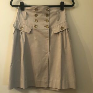 Burberry khaki high waisted skirt with gold detail